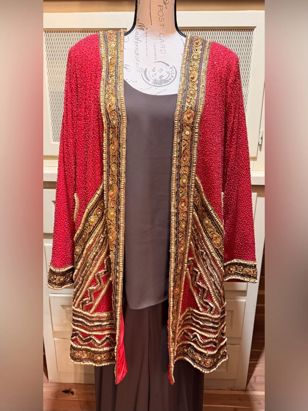 NWT VTG 1994 Neiman Marcus Pant Set + Heavy Judith Ann Silk Beaded Duster 12